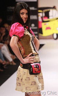 Sabah Khan autorickshaw printed skirt LFW S/R 2011